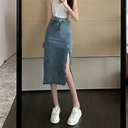 chân váy chữ A jeans xẻ tà